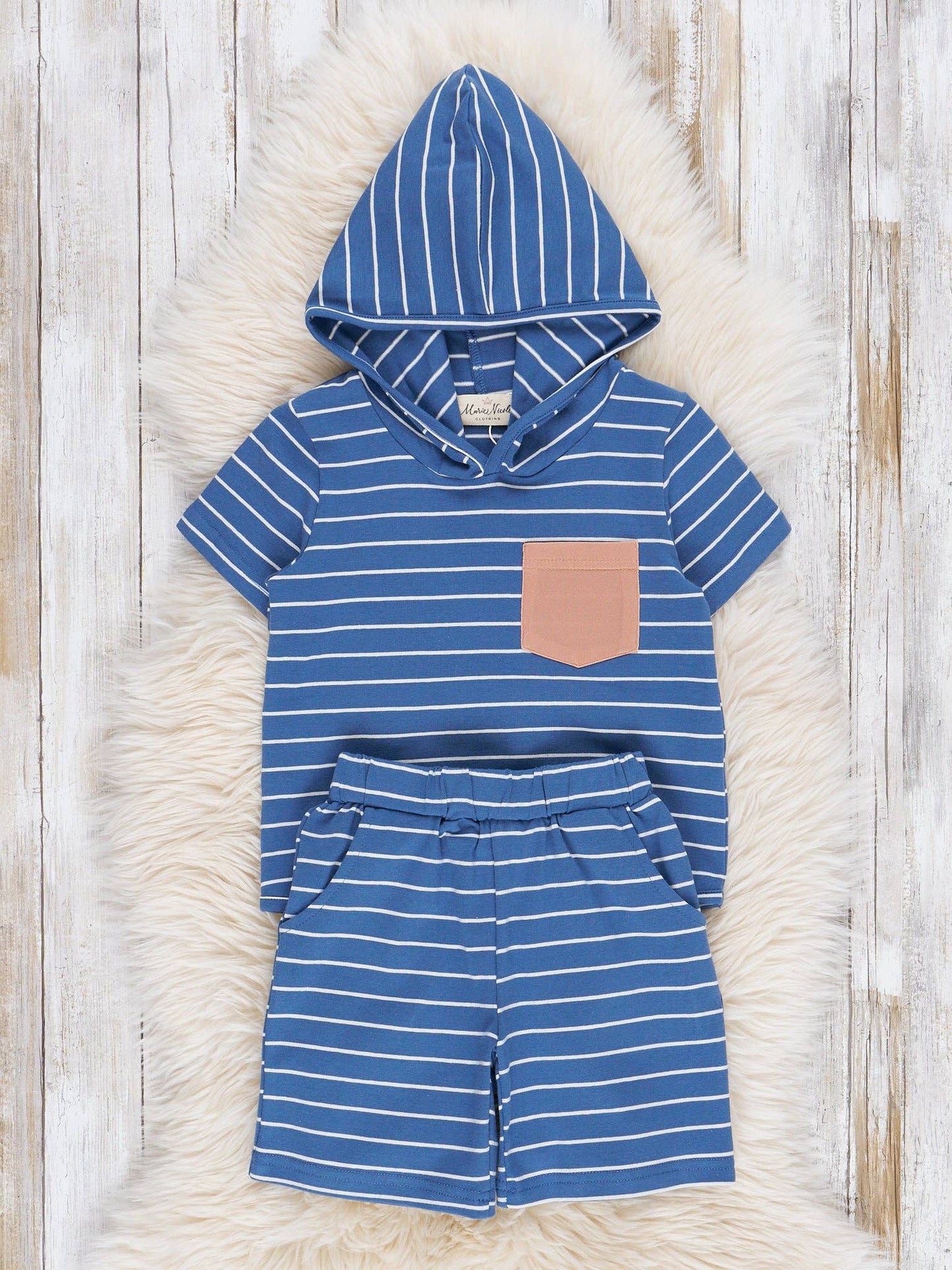 Blue Striped Pocket Hoodie Outfit