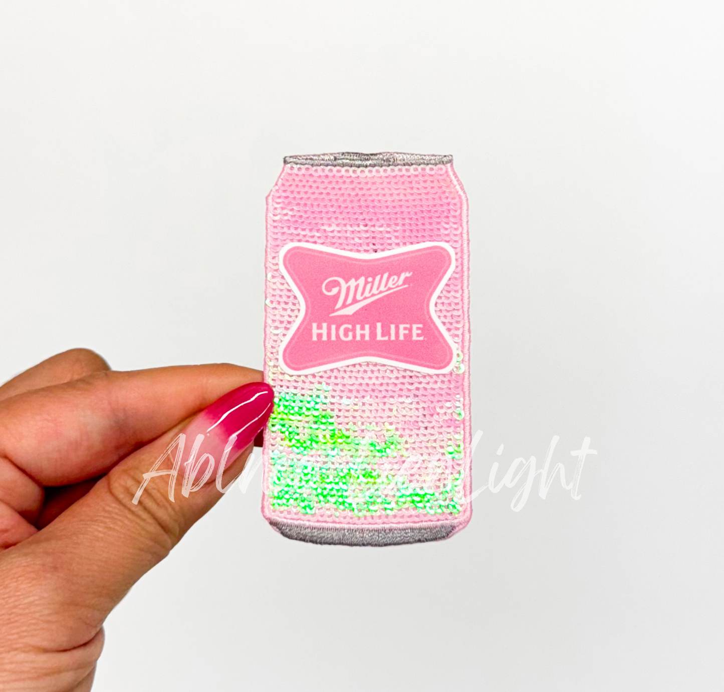 Pink Miller High Life Beer Sequin Patch