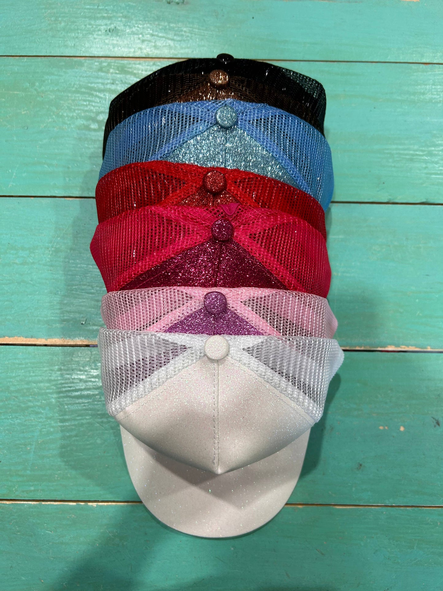 Vibes Black Glitter Ponytail Caps | Sparkle | Baseball Cap