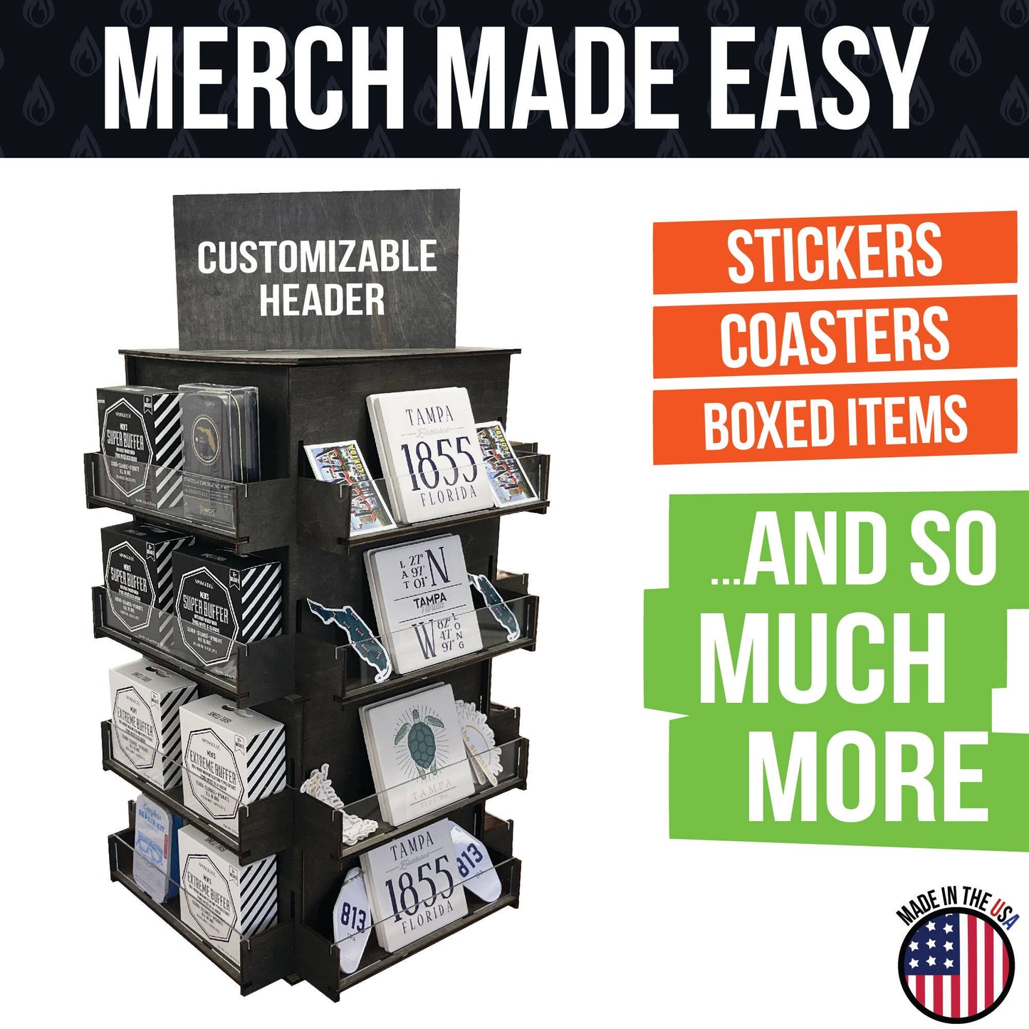 4-Sided Rotating Display Stand for Craft Shows, Trade Shows