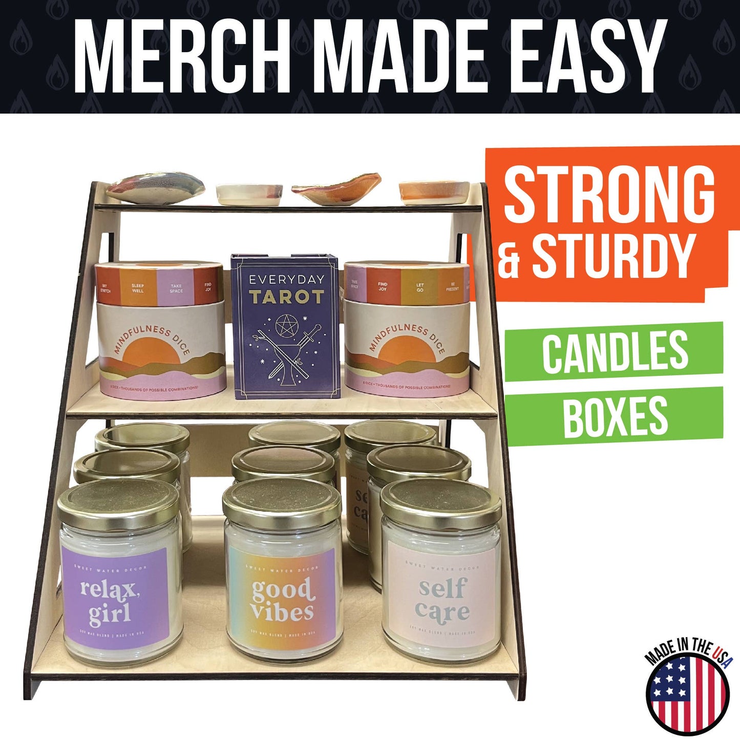 3-Tier Retail Table Display Stand with Shelves
