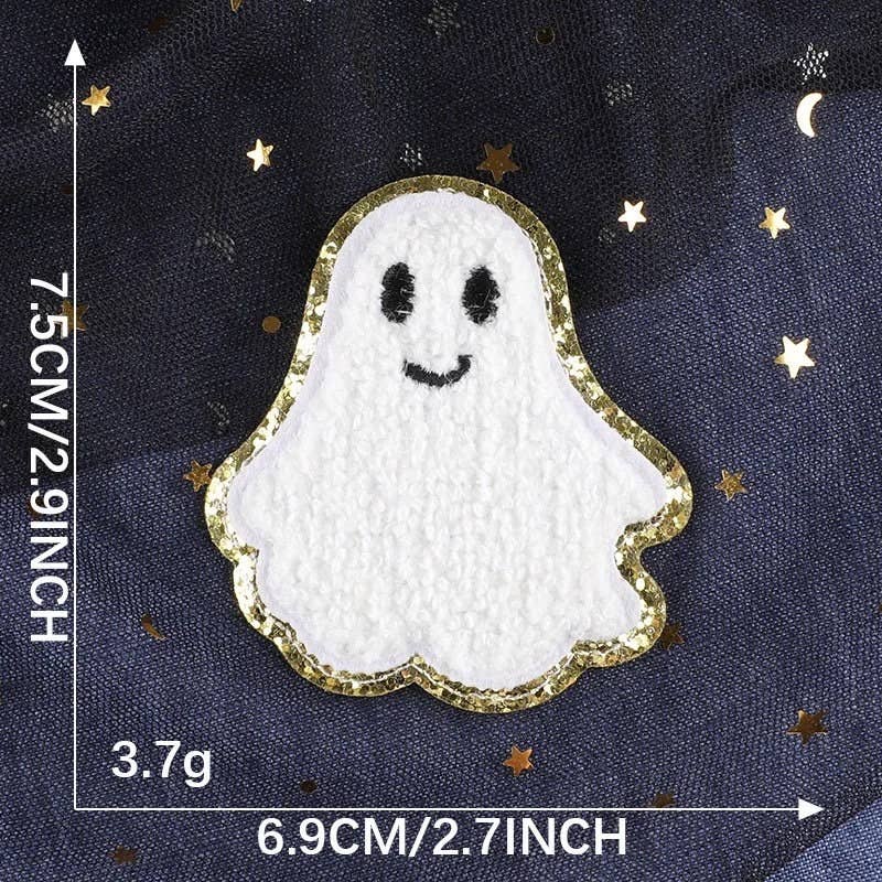 Ghost Halloween Chenille Iron On Patch