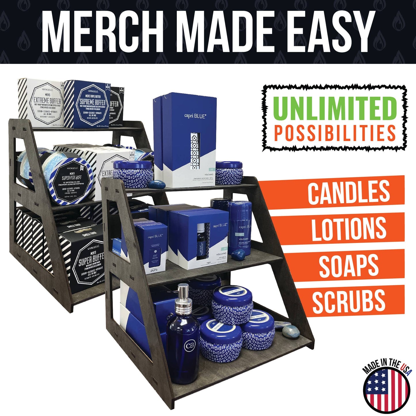 3-Tier Retail Table Display Stand with Shelves