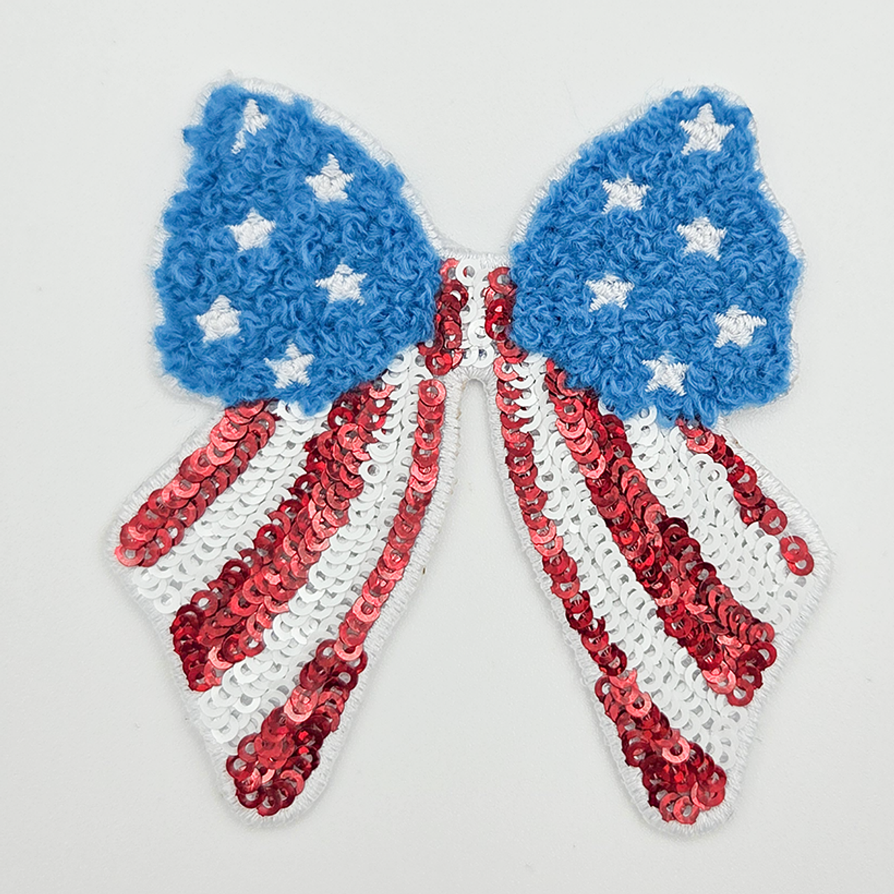 Stars & Stripes Bow Chenille & Sequin HAT/POCKET Patch