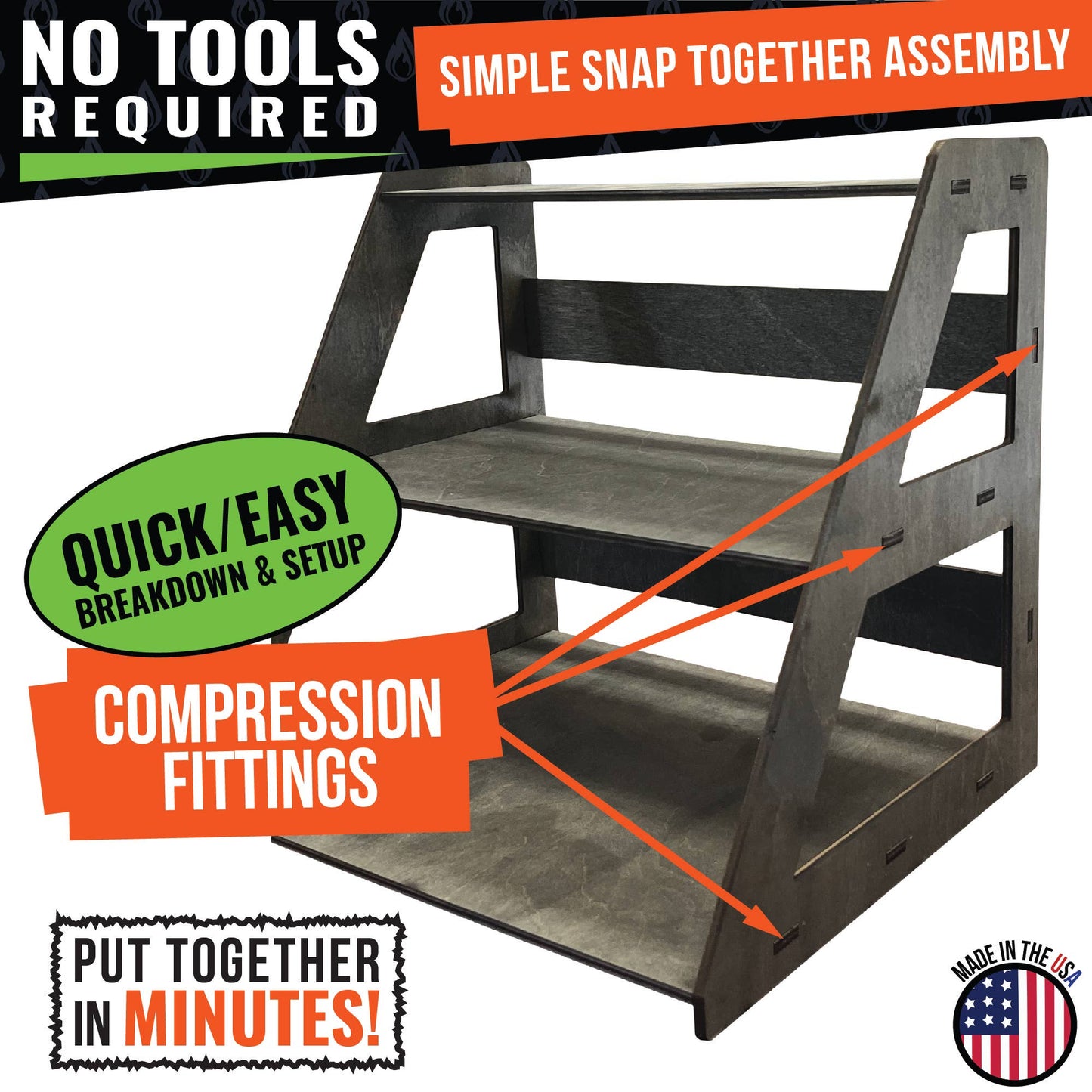 3-Tier Retail Table Display Stand with Shelves
