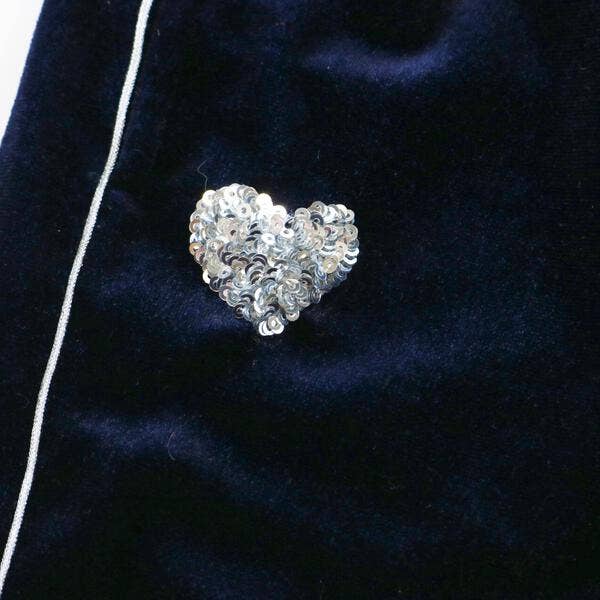 A30 14166 Silver Heart Velvet Tracksuit Set (2 Colors)