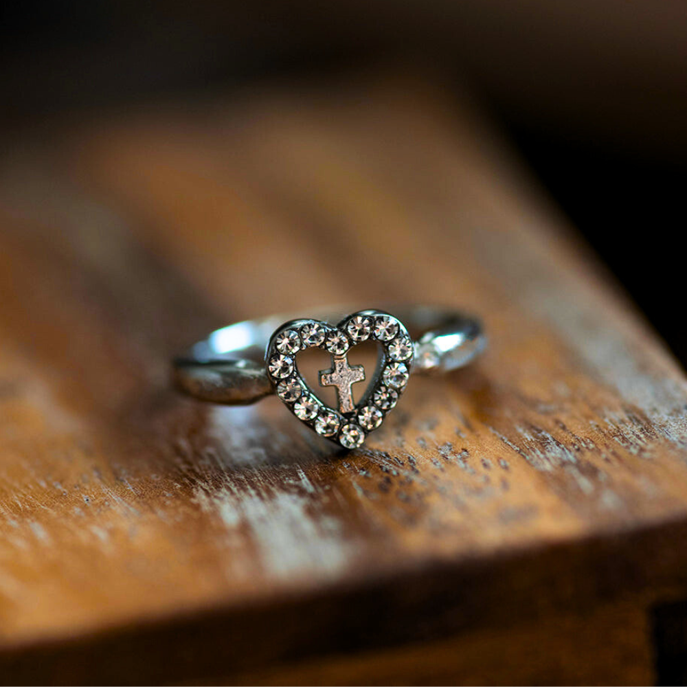 Diamond (Heart) Cross Ring