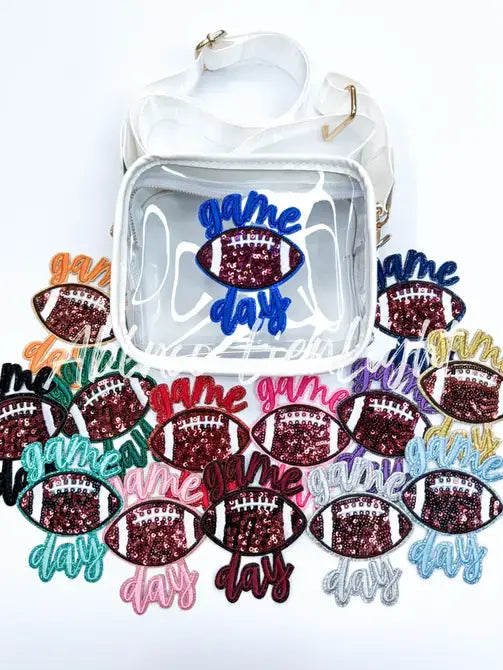 Black game day football sticker adhesive patch stadium bag