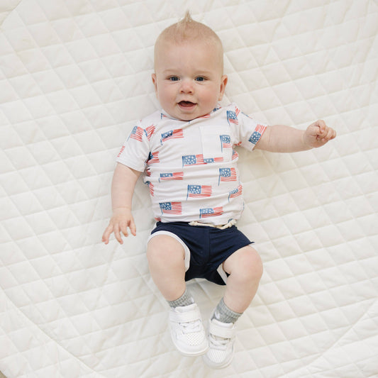 Flag Bamboo Pocket Tee & Shorts 4th of July Clothes Outfit