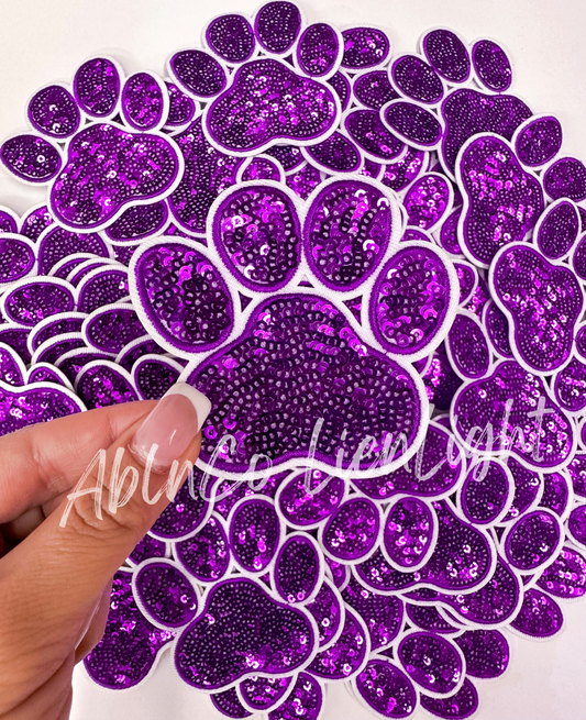 Trucker hat patches 3” purple paw print sequins patch
