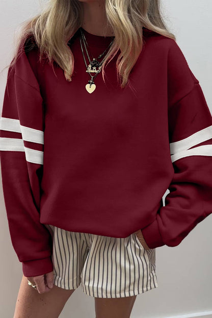 LDC Varsity Striped Detail Drop Shoulder Sweatshirt