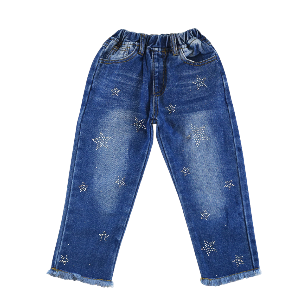 A50 12370 Star Rhinestone Distress Jeans