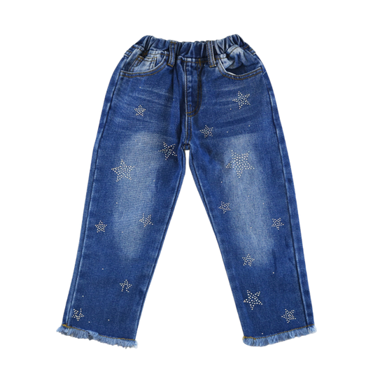 A50 12370 Star Rhinestone Distress Jeans
