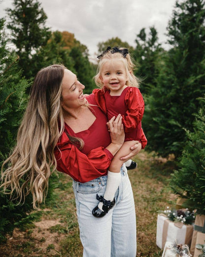 Evangeline Satin Sleeve Top & Leotard - Crimson Red