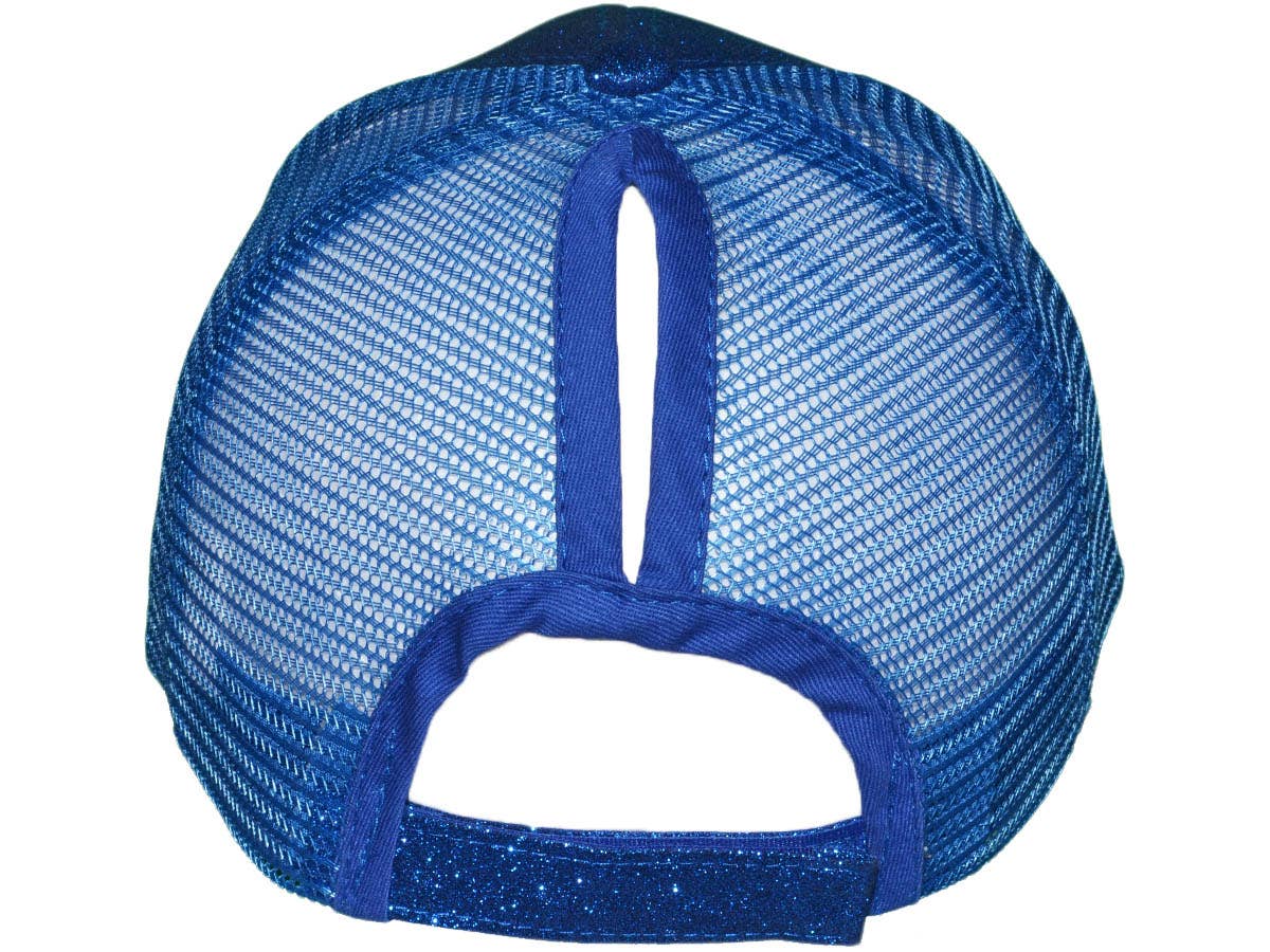 Glitter Ponytail Trucker Hats - Low Profile Structured Mesh