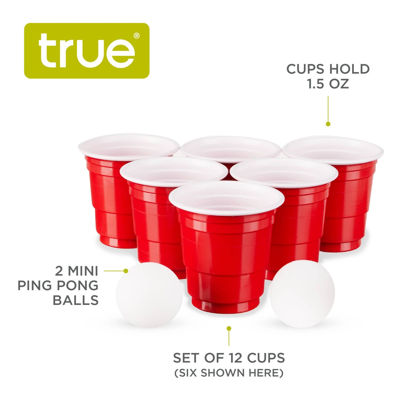 Party Mini Beer Pong Set of 12 Shot Cups and 2 XS Balls