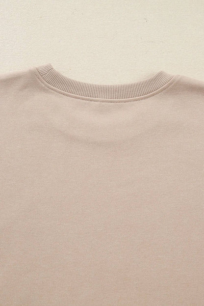 Solid Oversize Slit Sweatshirt with Ribbed Leggings Set