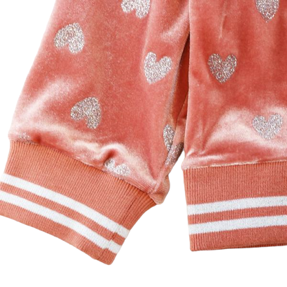 A30 14166 Silver Heart Velvet Tracksuit Set (2 Colors)