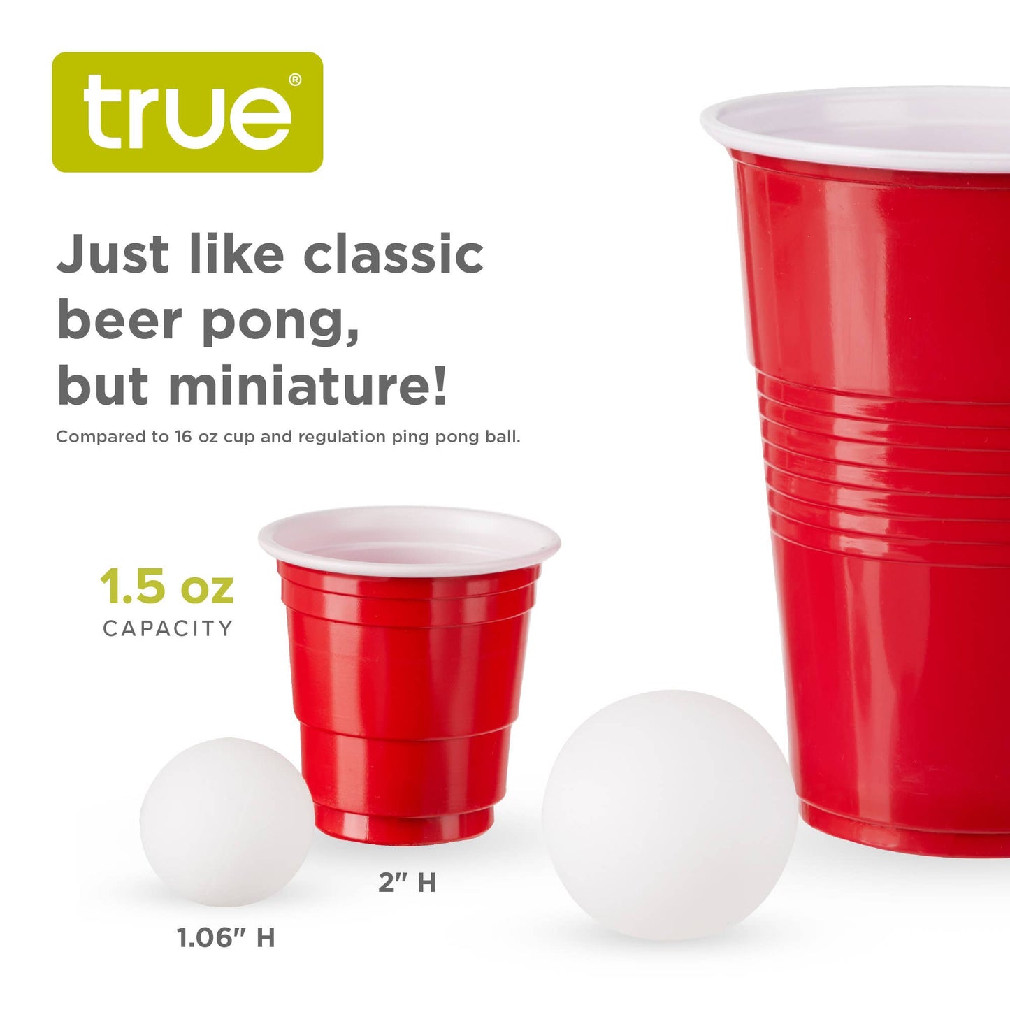 Party Mini Beer Pong Set of 12 Shot Cups and 2 XS Balls