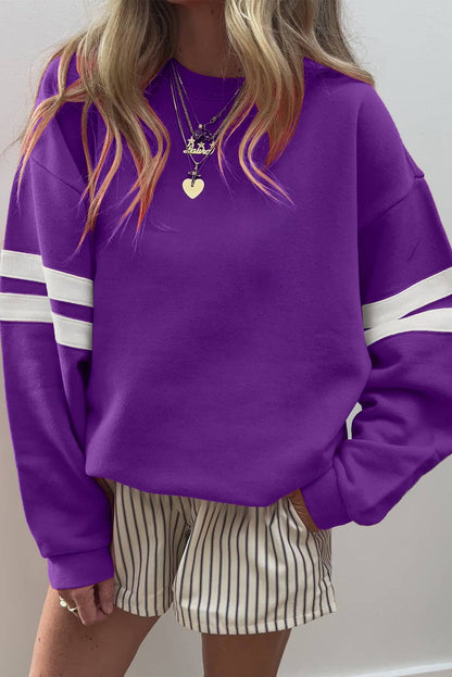 LDC Varsity Striped Detail Drop Shoulder Sweatshirt