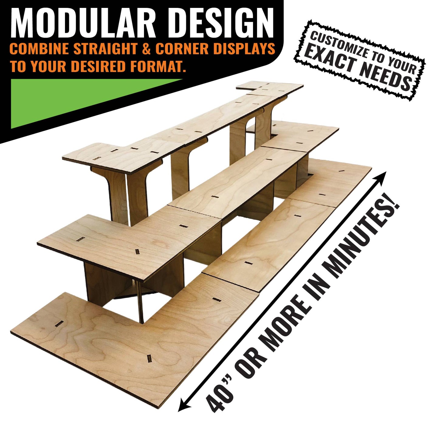 3-Tier Retail Table Display Corner Stand with Shelves