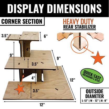 3-Tier Retail Table Display Corner Stand with Shelves