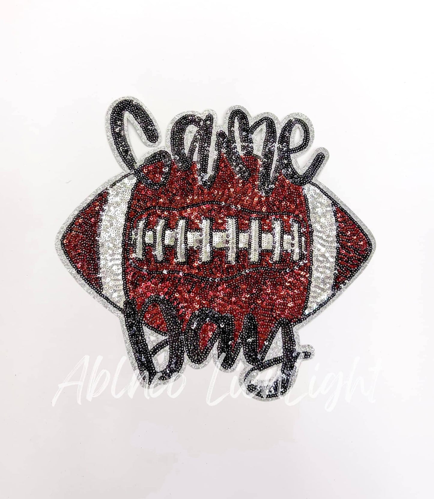 Game Day Football Embroidery Sequin Patch - Large