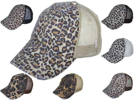 Animal Print Vintage Trucker Hats Soft Structured Distressed