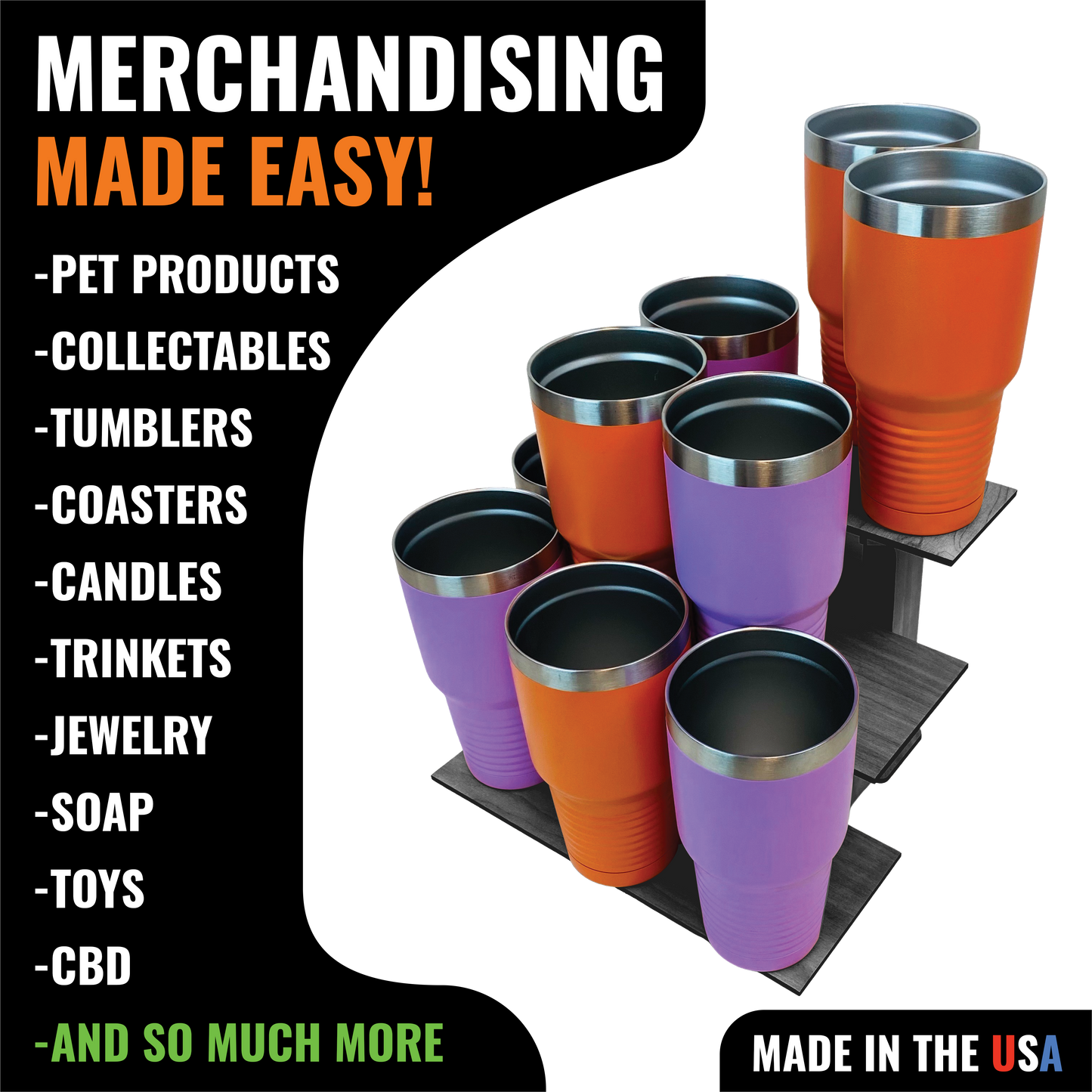 3-Tier Retail Table Display Corner Stand with Shelves