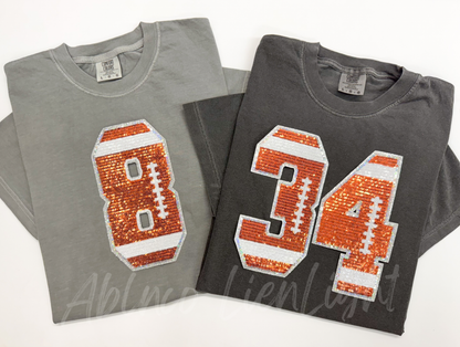 Sequin Football Numbers Patch - Large 