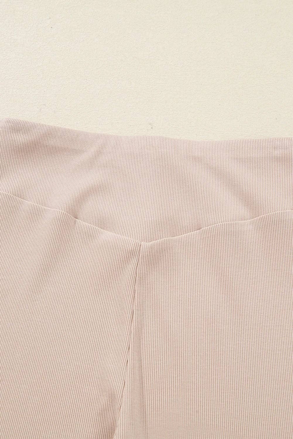Solid Oversize Slit Sweatshirt with Ribbed Leggings Set