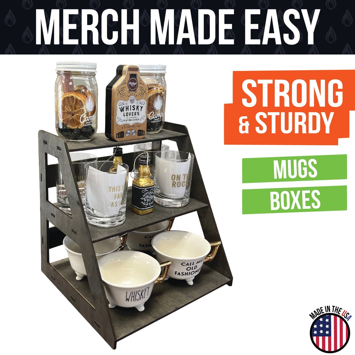 3-Tier Retail Table Display Stand with Shelves