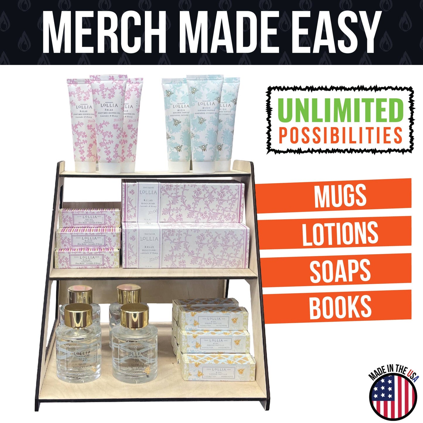 3-Tier Retail Table Display Stand with Shelves