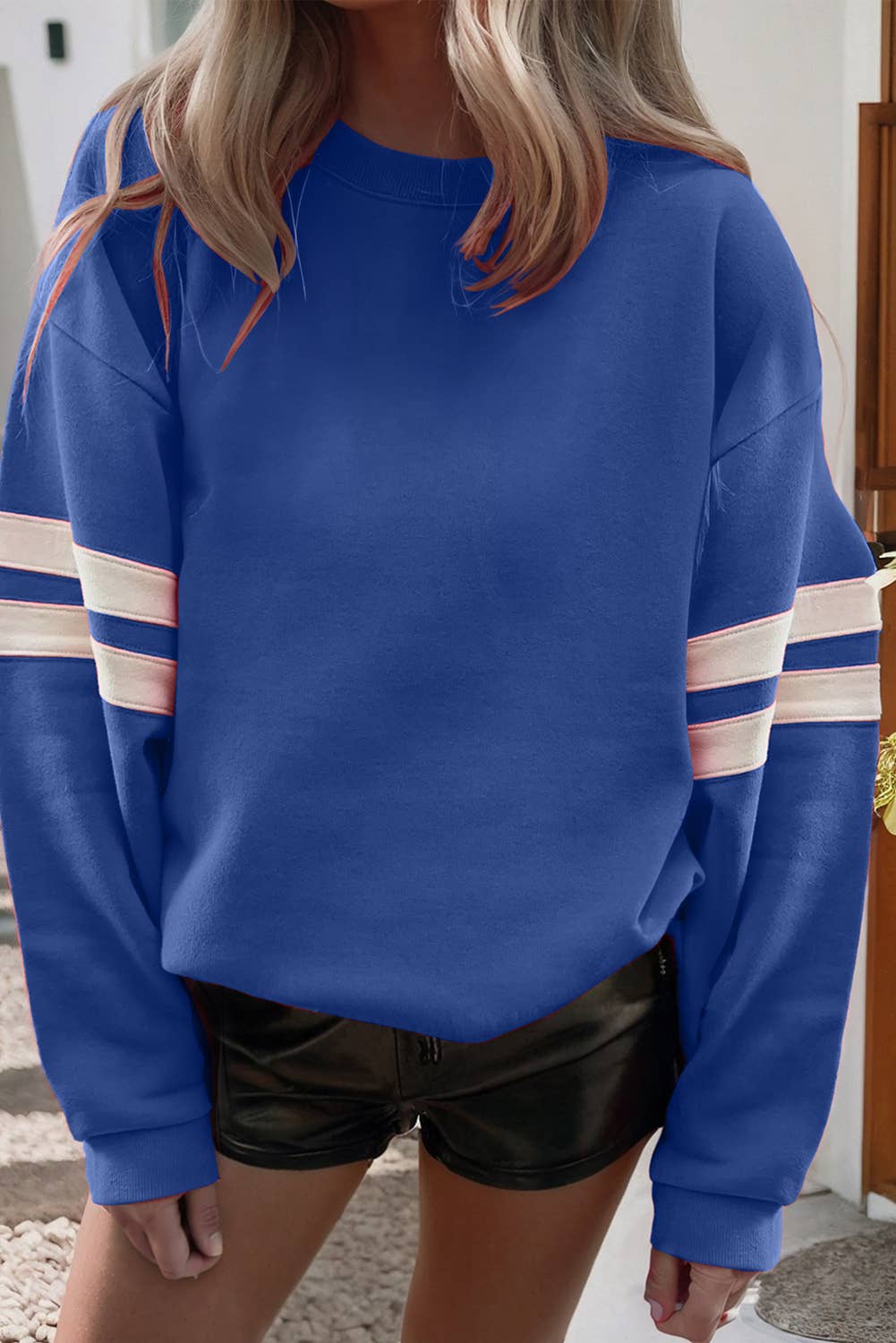 LDC Varsity Striped Detail Drop Shoulder Sweatshirt