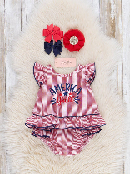 Red "America, Y'all" Bloomers Outfit