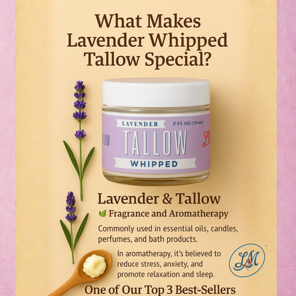 Lavender Whipped Tallow Moisturizer | Natural Beef Tallow Lotion | Calming, Preservative-Free Skincare by Lady May Tallow