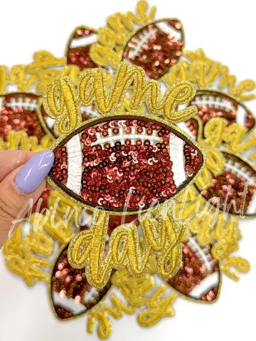 Gold game day football sticker adhesive patch stadium bag