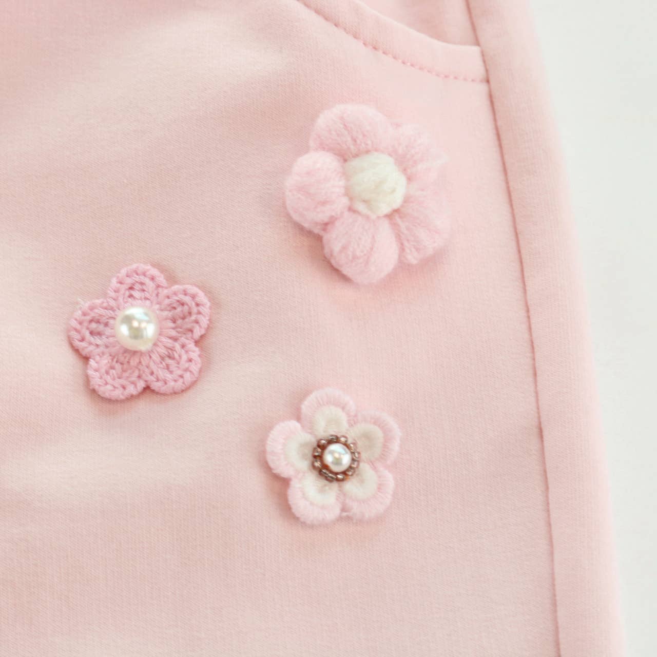 A50 14177  Floral Applique Trumpet Pants