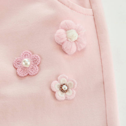 A50 14177  Floral Applique Trumpet Pants