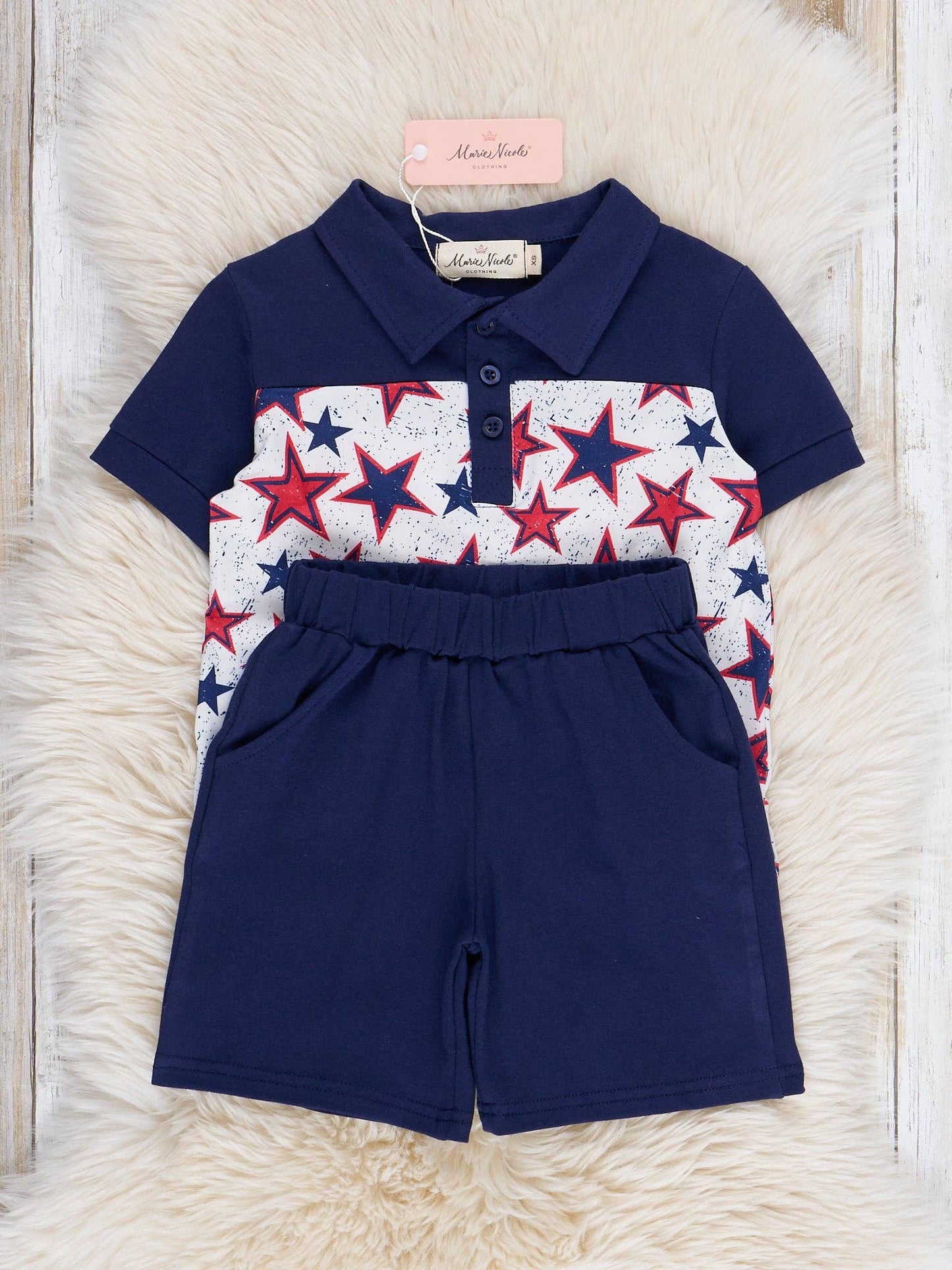 Navy & Red Stars Polo Outfit
