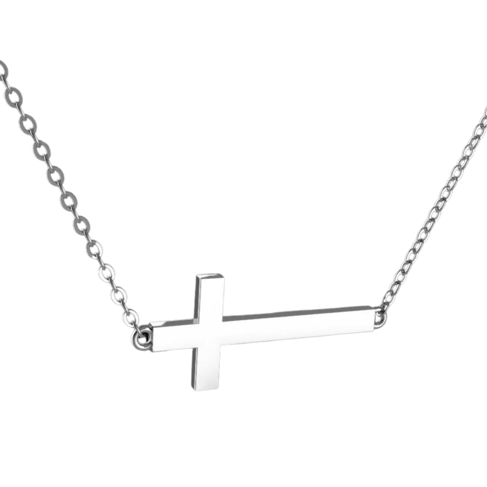 925 Sterling Silver Sideways Cross Necklace