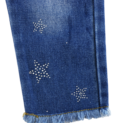 A50 12370 Star Rhinestone Distress Jeans