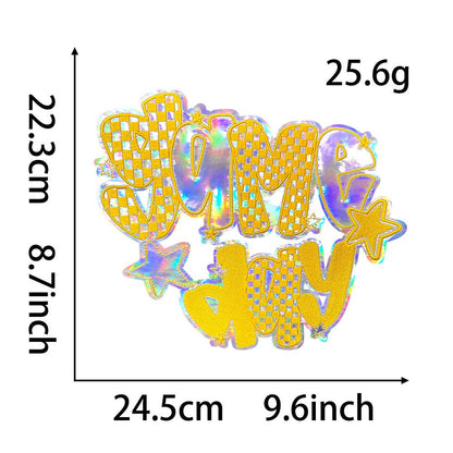 Game Day Checkered Holographic Iron On Patch