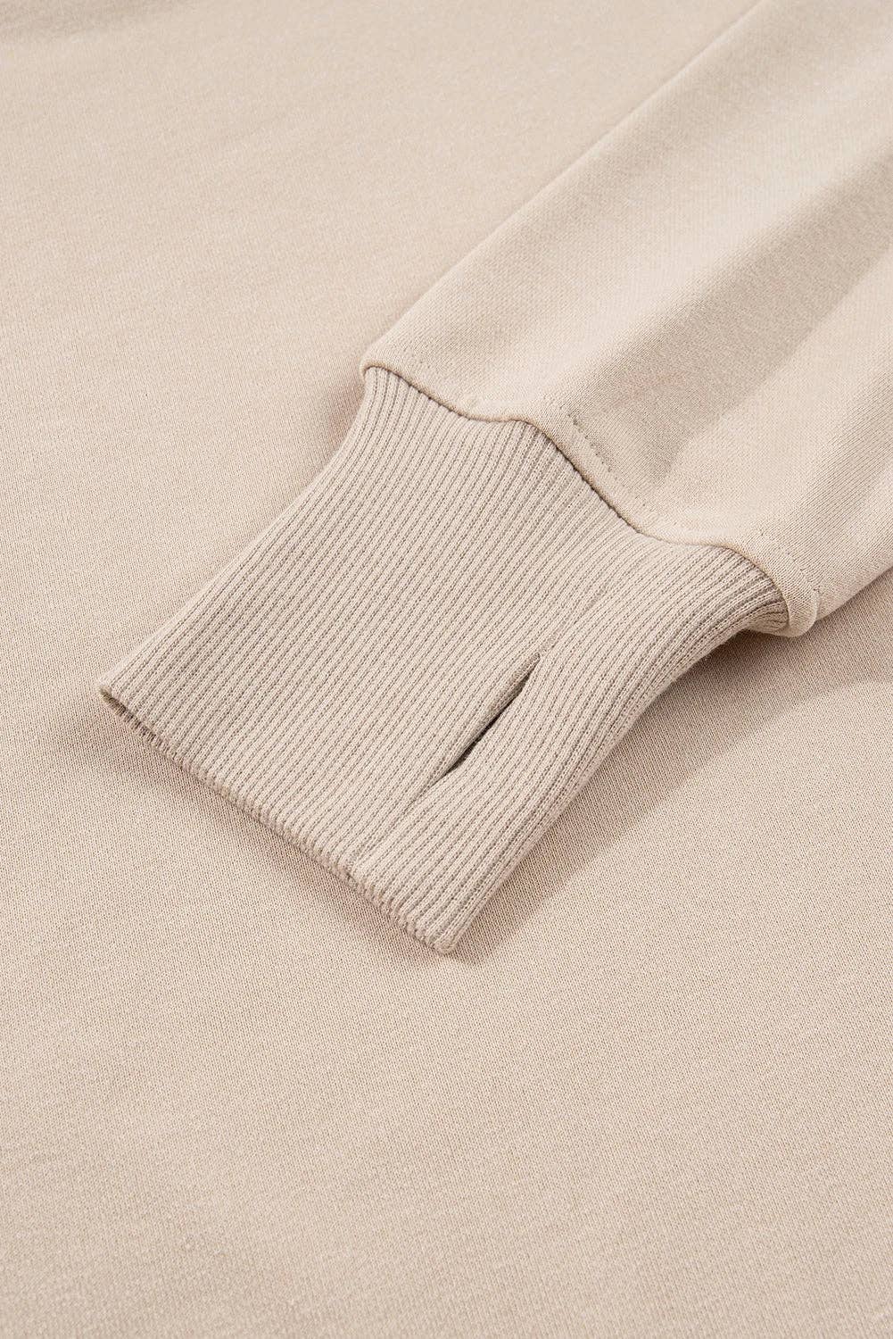 Solid Oversize Slit Sweatshirt with Ribbed Leggings Set
