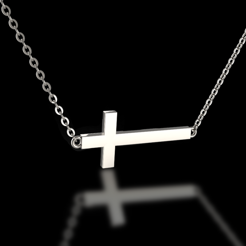 925 Sterling Silver Sideways Cross Necklace