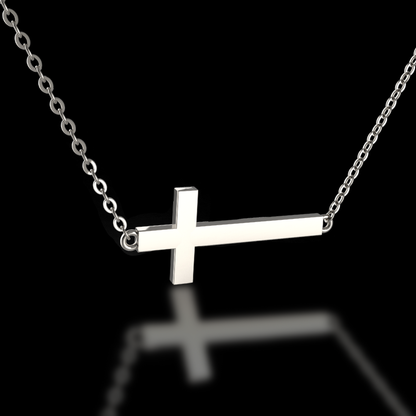 925 Sterling Silver Sideways Cross Necklace