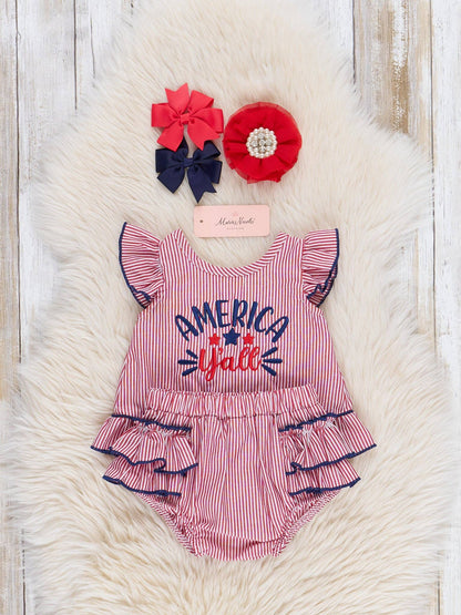 Red "America, Y'all" Bloomers Outfit