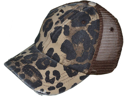 Animal Print Vintage Trucker Hats Soft Structured Distressed
