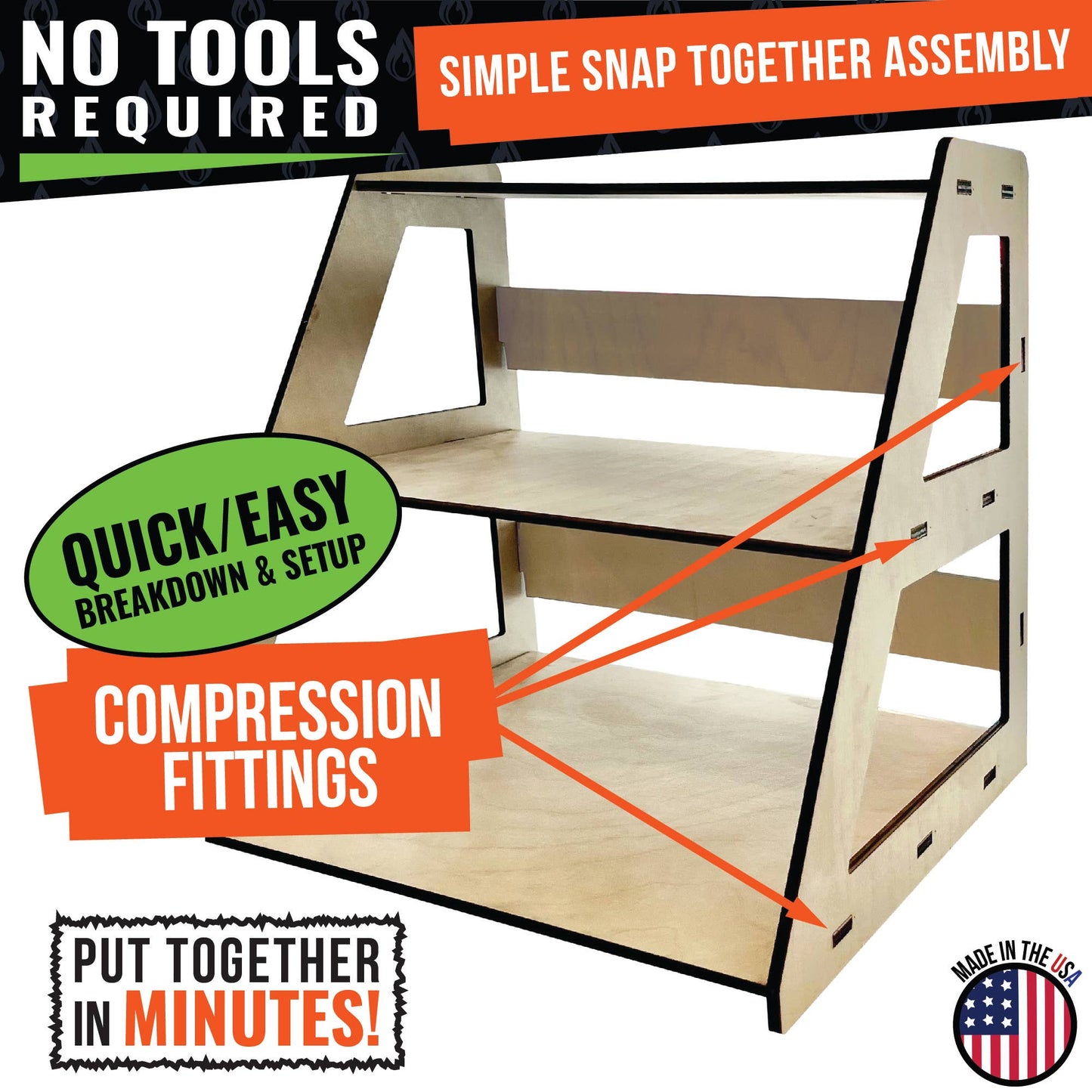 3-Tier Retail Table Display Stand with Shelves