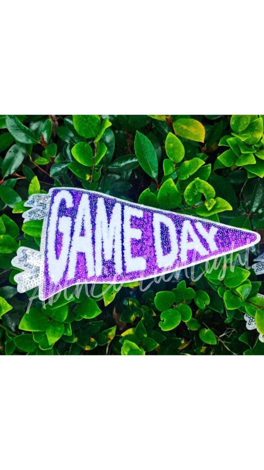 Big Sequin Purple Game Day Flag Patch Apparel Chenille Patch